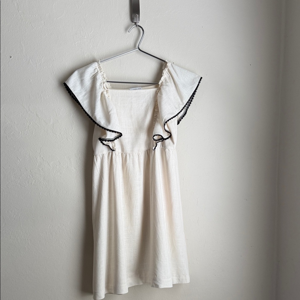 Rachel Zoe Ivory Kids Dress with Black Trim